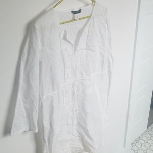 J Crew white tunic blouse.